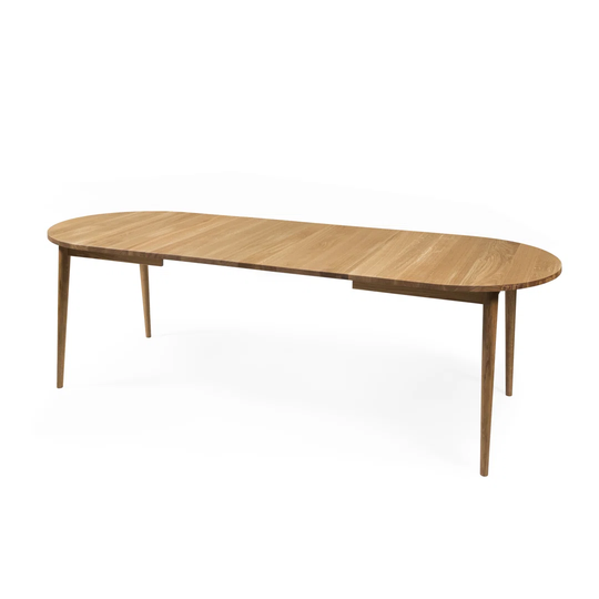 Bo 90+50Cm 4-6 Seater Extendable Round Solid Wood Dining Table