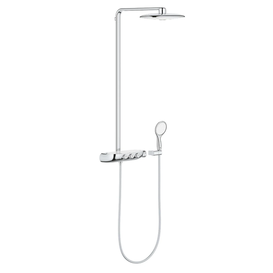 GROHE Rainshower SmartControl 360 DUO Exposed shower system with thermostat. Chrome, eco-friendly and made in Germany, 360mm head shower (white spray