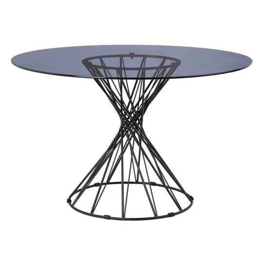 Black Steel/Glass Dining Table