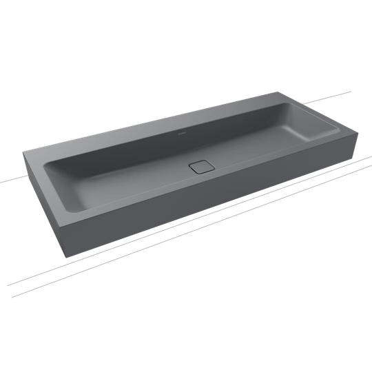Cold Grey Steel Enamel Rectangular Wall Hung Basin Bathroom Sink