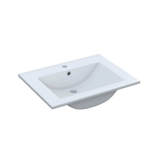 Heald White Ceramic Rectangular Inset Basin Bathroom Sink with Faucet and Overflow
