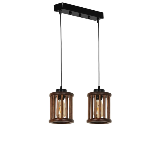 Giuseppe 2 - Light Kitchen Island Drum Pendant with Wood Accents