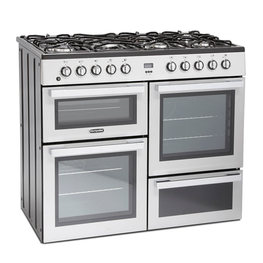 1000mm Dual Fuel Range Cooker 7 x Burners Silver