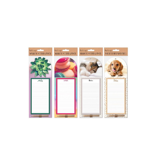 (Cat) Magnetic Memo Pad & Pencil Fridge Magnet Shopping List Cat Puppy Macaroon