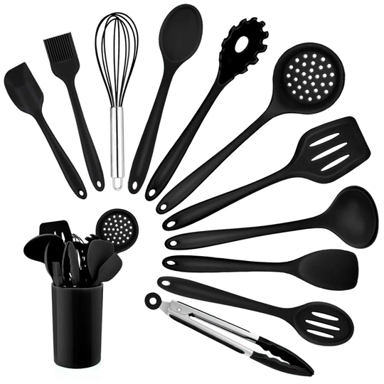 Kitchen Utensil Set, 12 Piece Cooking Utensils, Silicone Kitchen Utensils Set With Holder, Heat Resistant Kitchen Tools Include Spoons Turner Spatula