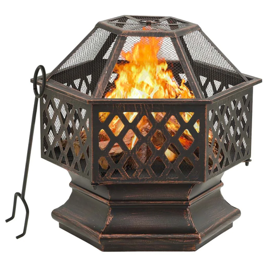 Vendome 56Cm H x 62Cm W Steel Wood Burning Outdoor Fire Pit with Lid