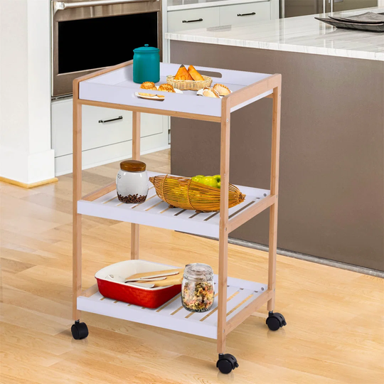 Feyre 46 Cm' Solid Wood Kitchen Trolley Kitchen Island with Locking Wheels