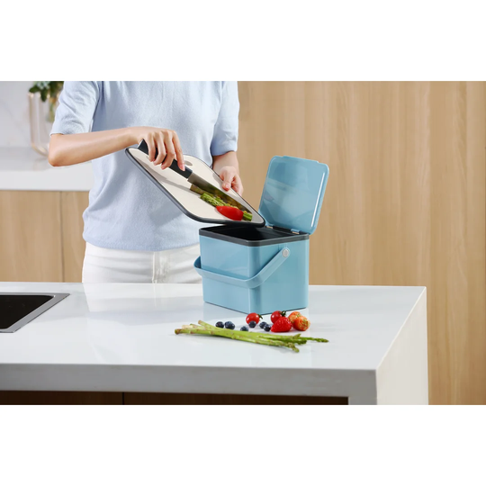 Deco Compost Caddy Titanium 4 Litre Manual Lift Countertop Waste Baskets
