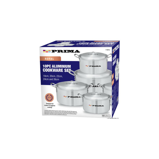 NEW 10PC ALUMINIUM COOKWARE SET KITCHEN COOKING POT CASSEROLE SAUCEPAN