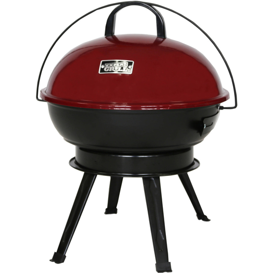 Red Kettle BBQ Barbecue Portable | Round Grill Outdoor Charcoal Garden Camping Lid