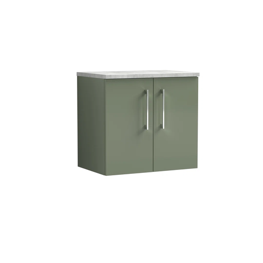 56.2Cm Wall Mounted Single Bathroom Vanity Base Only in Green Satin