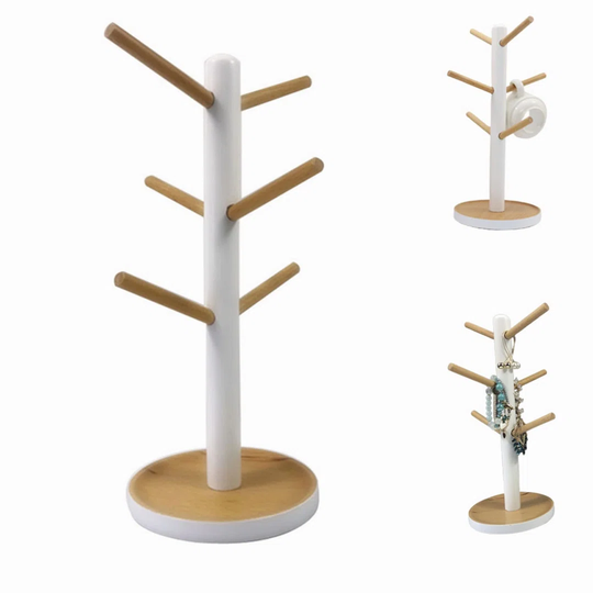 Removable Mug Holder Tree,Coffee Cup Rack Dryer,Mug Stand Hanger With 6 Hooks For Countertop(White)
