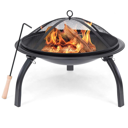 Portable Round Foldable Fire Pit | BBQ Grill Outdoor Garden Camping Heater Brazier