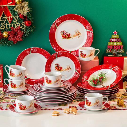 Chrismasc 30 Piece Dinnerware Set, Service for 6