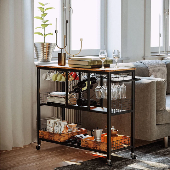 Ryant 8 Bottle Floor Wine Bottle & Glass Rack