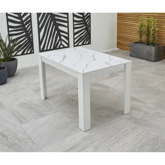 Cilegon Dining Table Marble+White