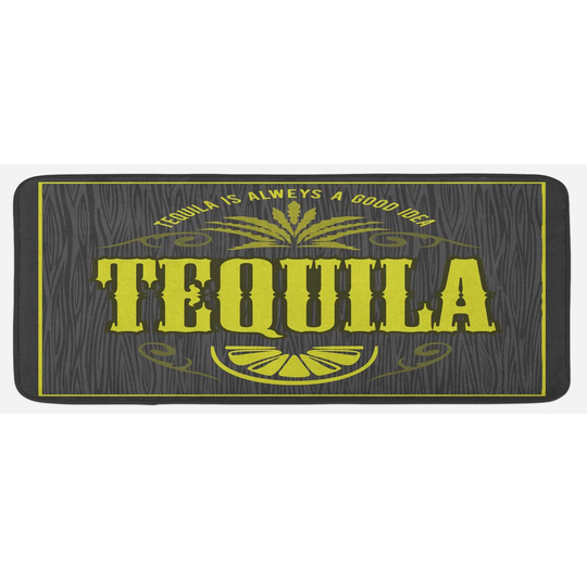 Tequila Kitchen Mat Vintage Alcohol Themed Text