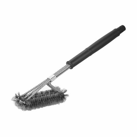Kunmuzi 18" Triangle Metal BBQ Grill Cleaning Brush, Heavy Duty 3-Branch Stainless Steel Barbecue Bristles Cleaner for Easier and Effective Clean