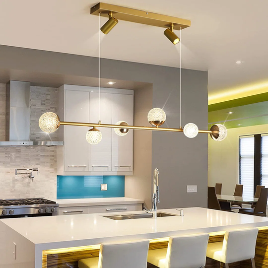 8-Light Kitchen Island Linear LED Pendant