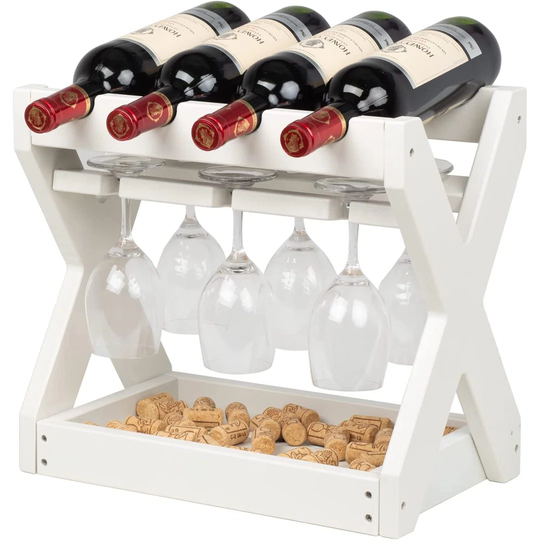 Sirna 4 Bottle Tabletop Wine Bottle & Glass Rack