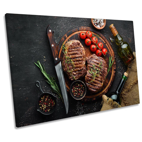 Food Steak Grill Barbecue - Wrapped Canvas Photograph