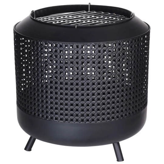 ProGarden Fire Basket With BBQ Grid 50 x 51cm Black