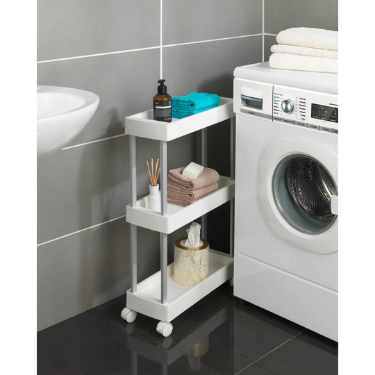 Wenko Household and bathroom trolley Mino, serving trolley, bathroom trolley, household trolley with 3 shelves