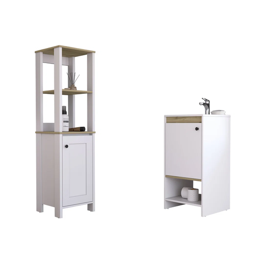 Set Malaga, Bathroom Furniture Column 1 Door + Bathroom Furniture Standing With Sink