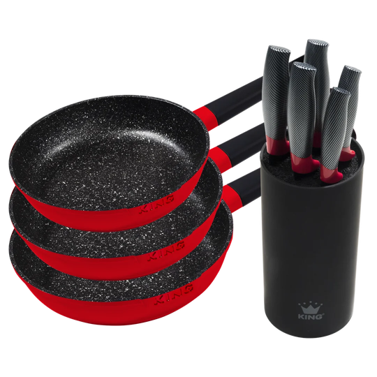 king 9 Pieces Aluminium Non Stick Cookware Set