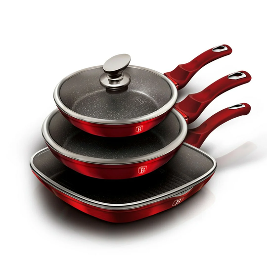 3-Piece Non-Stick Frying Pan Set with Lid
