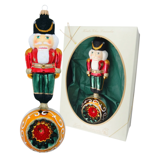 Double Shape Nutcracker on Reflex Ball Hanging Figurine Ornament