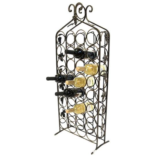 Camelot 32 Bottle Floor Wine Bottle Rack in Black