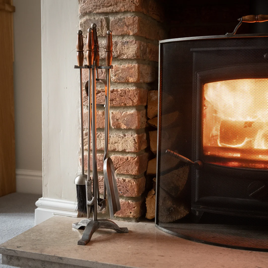5 Piece Pewter Fireplace Tool Set