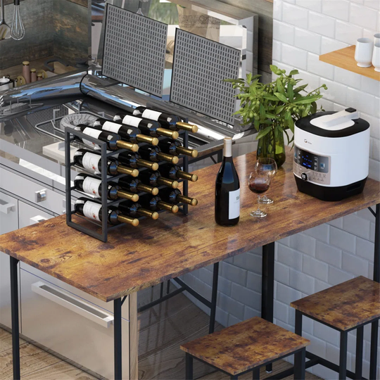 Wine Rack Countertop, Wine Rack Freestanding Storage 16 Bottle Capacity, For Home Kitchen, Pantry, Wine Cellar, Bar, 4 Tiers 16 Bottle Wine Racks, Bla