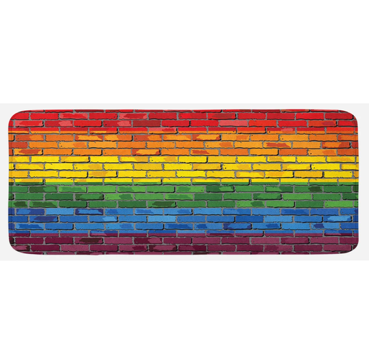 Florentia Brick Wall Gay Pride Flag Rainbow Kitchen Mat