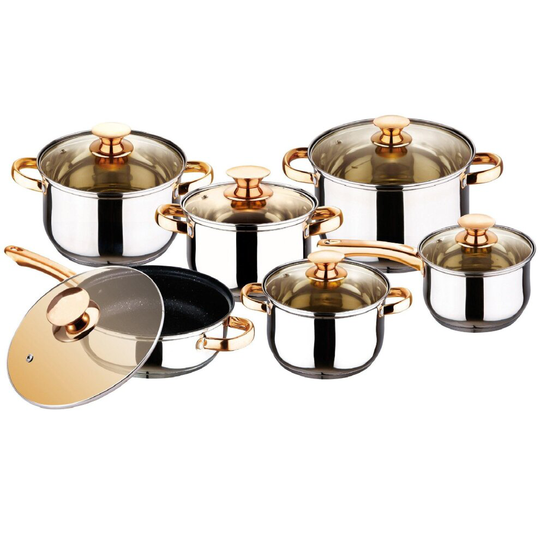 12pcs Stainless Steel Induction Pot Set