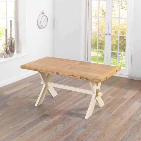 Vantassel Drop Leaf Solid Oak Trestle Dining Table