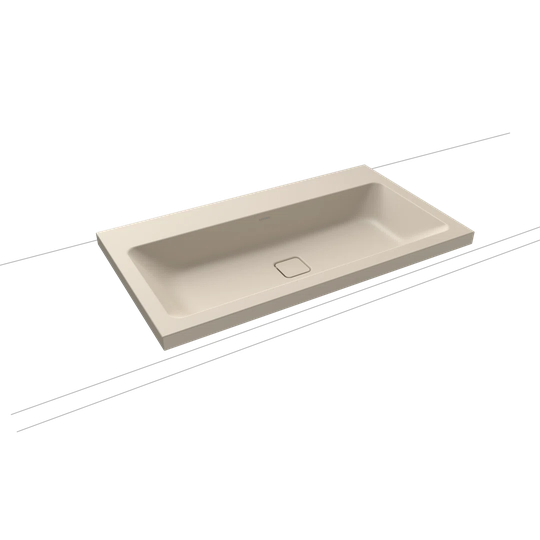 Warm Beige Metal Reactangle Inset Basin Bathroom Sink