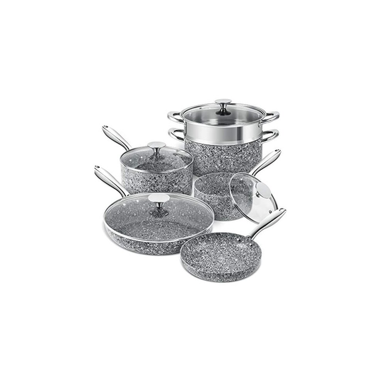 MICHELANGELO Pots and Pans Set 10 Pieces, Non Stick Cookware Set with Stone-Derived Coating, Pots and Pans Non Stick 10pcs