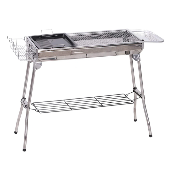 Stainless Steel Portable Foldable Charcoal BBQ Barbecue Grill Outdoor Cooker For Camp Party Picnic