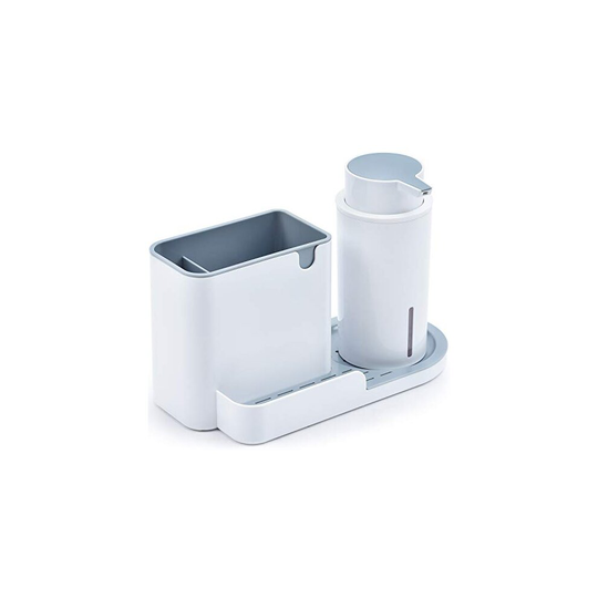 Kingrack Kitchen Sink Caddy with Soap Dispenser Pump, Countertop Liquid Dish Soap Dispenser Pump Bottle Caddy with Storage Compartment for Scrubb