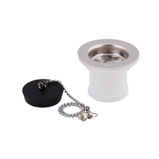 Kitchen Sink Stainless Steel Basket Strainer Waste 1 1/2" D 50mm with Plug