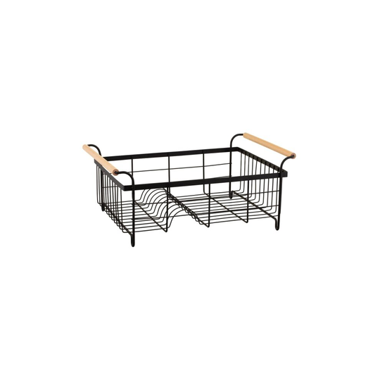Black Dish Drainer With Wooden Handle perfect into most kitchen decors