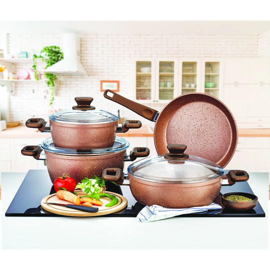 Belfry Kitchen Defne 7 Piece Aluminum Non-stick Cookware Set