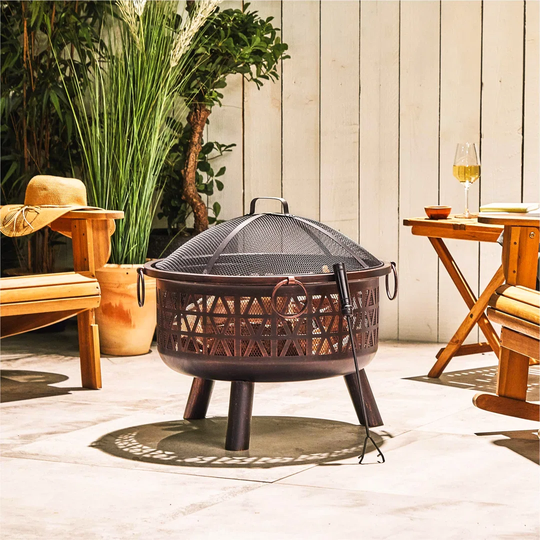 Bulle 64.5Cm H x 66.5Cm W Steel Wood Burning Outdoor Fire Pit with Lid
