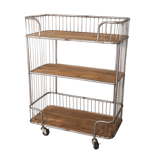 Hyacinth Kitchen Trolley with Solid Wood Top