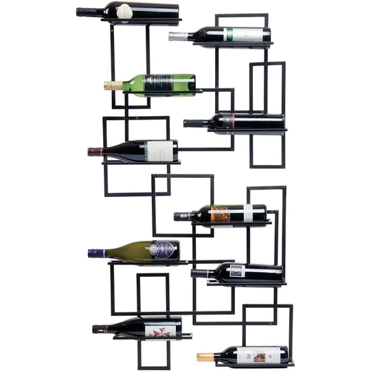 Wall Mount Wine Rack - 10 Bottle, Large Metal Wine Rack, Modern Design, Wine Storage, Wall Decor