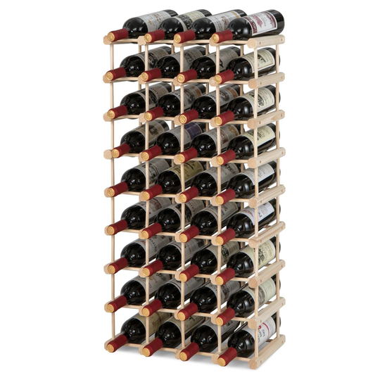 Kurti 40 Bottle Solid Wood Floor Wine Bottle & Glass Rack in Brown