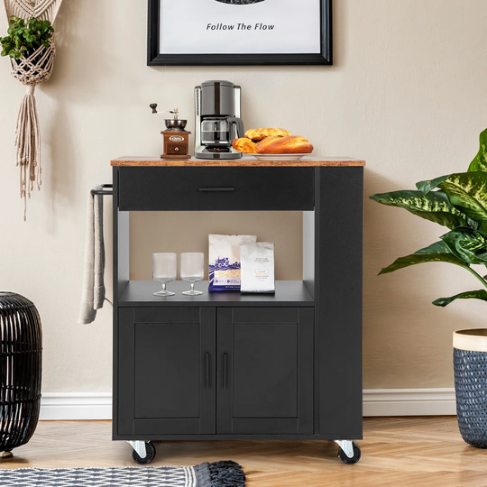 Asgard 82 Cm Kitchen Island with Locking Wheels