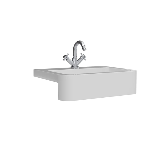 Diaundra White Ceramic Rectangular Semi-Recessed Basin Bathroom Sink with Overflow